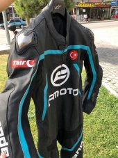 Andes Turkuaz Deri Tek Parça Motosiklet Tulumu 2. El - 6