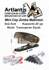 Mini Cep Zımba Makinesi 24/6 Siyah Std S3T 1 Adet Noki 24/6 Zımba Teli 2 Paket Öğrenci Okul Büro - 1
