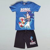 Sonic Desenli Mavi Renk Şortlu Takım - 2