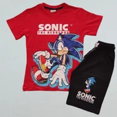 Sonic Desenli Kırmızı Renk Şortlu Takım - 5