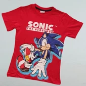 Sonic Desenli Kırmızı Renk Şortlu Takım - 3