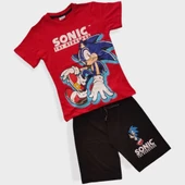 Sonic Desenli Kırmızı Renk Şortlu Takım - 2