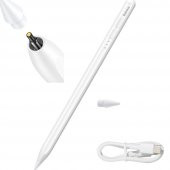 Baseus 130Mah Şarjlı Apple iPad Mini 5 Dokunmatik Tablet Kalemi, Aktif Versiyon, Yedek Uçlu, Ledli - 1