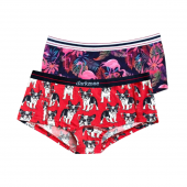 Darkzone Flamingo-Köpek Desenli Dijital Baskılı 2'li Kadın Hipster - 1