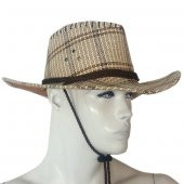 HS-11079 Kovboy Şapka Desenli Bej - 1