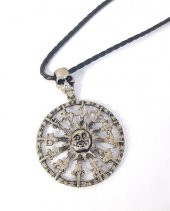 Kolye Maya Takvimi Kuru Kafa Burçlar Kadın Erkek Unisex Kolye Gerdanlık Takı Aksesuar - 3