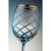 Kcd Armonı Altın Kesme El Dekor Yaldızlı Desenli Cam 6 Adet Ayaklı Bardak Kadeh thumbnail 1