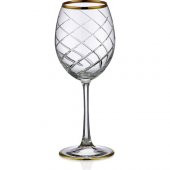 Kcd Armonı Altın Kesme El Dekor Yaldızlı Desenli Cam 6 Adet Ayaklı Bardak Kadeh thumbnail 2