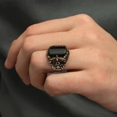 Siyah Oniks Taşlı 925 Gümüş Erkek Yüzük - 12