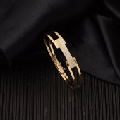 Taşlı Kaburga Altın Kelepçe Bilezik thumbnail 3