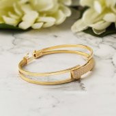 Taşlı Kaburga Altın Kelepçe Bilezik thumbnail 4