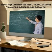 Baseus 2Mt 4K 60Hz Type C HDMI Dönüştücü 60Hz Yüksek Çözünürlüklü Görüntü Kablosu 4K HDMI Çevirici - 2