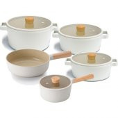 Neoflam Fika Alüminyum Döküm 9 Parça Cam Kapaklı Seramik Kaplama Tencere Tava Seti - 1