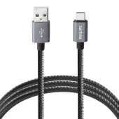 Philips 3A 60W UsbA to Type-C Deri Kaplama Hızlı Şarj ve Data Kablosu 1.2m Siyah 2528B thumbnail 1
