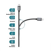 Philips 3A 60W UsbA to Type-C Deri Kaplama Hızlı Şarj ve Data Kablosu 1.2m Siyah 2528B thumbnail 4