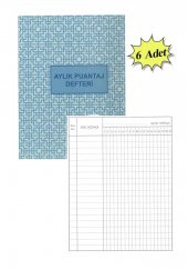Aylık Puantaj Defteri 14x19 cm 6 Adet Orta Boy Puantaj Defteri Yevmiye Defteri 30 Yaprak 14*19 - 1