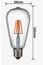 St64 Armut 4 Watt Edison Tip Rustik Led Ampul Sarı Işık Bal Camlı - 3