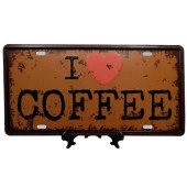 Dekoratif 3D Metal Plaka I Love Coffee 30cm thumbnail 1
