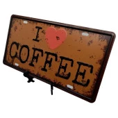 Dekoratif 3D Metal Plaka I Love Coffee 30cm thumbnail 2