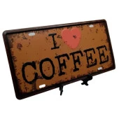 Dekoratif 3D Metal Plaka I Love Coffee 30cm thumbnail 3
