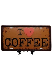 Dekoratif 3D Metal Plaka I Love Coffee 30cm thumbnail 5