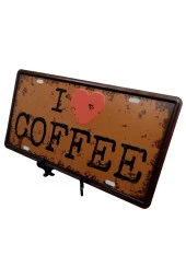 Dekoratif 3D Metal Plaka I Love Coffee 30cm thumbnail 6