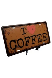 Dekoratif 3D Metal Plaka I Love Coffee 30cm thumbnail 7
