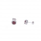 Kırmızı Zirkon Taşlı 925 Ayar Gümüş Kadın Üçlü Tektaş Set - 5
