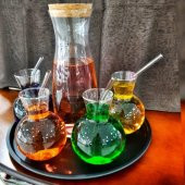 Cam Pipetli 6lı Tombul Cam Meşrubat Bardağı, Sunum Kokteyl Meyve Suyu Bardağı Su Içecek Bardağı - 5