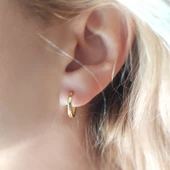 Vaoov 925 Ayar Gümüş Küçük Halka Küpe thumbnail 2