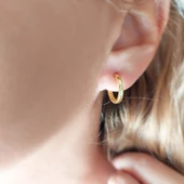 Vaoov 925 Ayar Gümüş Küçük Halka Küpe thumbnail 6