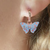 925 Ayar Gümüş Lila Rengi Mineli Kelebek Küpe thumbnail 4