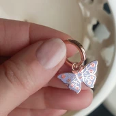 925 Ayar Gümüş Lila Rengi Mineli Kelebek Küpe thumbnail 3