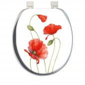 Softy Classic Desenli Yumuşak Klozet Kapağı Kırmızı Çiçek thumbnail 1