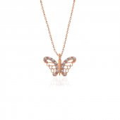 925 Ayar Gümüş Rose Kelebek Kadın Gümüş Kolye thumbnail 2