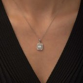 925 Ayar Gümüş Baget Taşlı Kadın Gümüş KolyePPL-121126 thumbnail 2