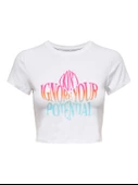 ONLY Bayan Yazılı Crop Kısa Tişört 15290558 thumbnail 7