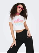 ONLY Bayan Yazılı Crop Kısa Tişört 15290558 thumbnail 6