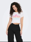 ONLY Bayan Yazılı Crop Kısa Tişört 15290558 thumbnail 1