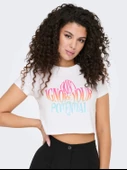 ONLY Bayan Yazılı Crop Kısa Tişört 15290558 thumbnail 4