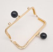 Angel Çanta Aksesuar 12.5 cm Siyah Toplu Çanta Klipsi Çanta Bursu Light Gold Metal thumbnail 3