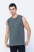 Erkek Regular Fit Bisiklet Yaka Askılı Yandan Fermuarlı Açılabilen %100 Pamuk Kolsuz T-Shirt - 1