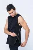 Erkek Regular Fit Bisiklet Yaka Askılı Yandan Fermuarlı Açılabilen %100 Pamuk Kolsuz T-Shirt - 5