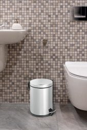 BySevil Paslanmaz Çelik Banyo Çöp Kovası 3 Lt / Tuvalet Çöp Kovası Krom 3 Lt - 4