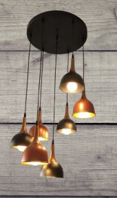 MYLİGHTS  RUSTİK VİNTAGE METAL BAKIR VE SİYAH  SARKIT YÜKSEK TAVAN AVİZE - 1