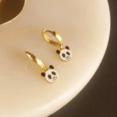 Vaoov 925 Ayar Gümüş Mineli Panda Küpe - 3