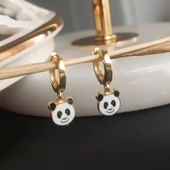 Vaoov 925 Ayar Gümüş Mineli Panda Küpe - 1