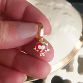 Vaoov 925 Ayar Gümüş Mineli Kırmızı Elma Çocuk Küpe thumbnail 2