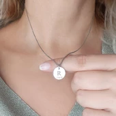 Vaoov 925 Ayar Gümüş Harfli Plaka Küp Zincir Kolye thumbnail 4