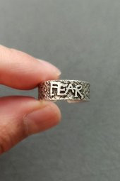 Fear (Korkma) Johnny Depp Yüzüğü Şekilli Unisex Yüzük Gümüş Kaplama Ayarlanabilir El Yapımı Yüzük - 2
